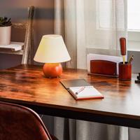 Gill asztali lámpa, rusztikus fa/fehér árnyékolóval