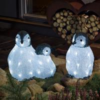 LED akril világító figurák pingvin család 3 db