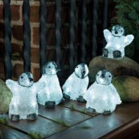 Öt darabos készlet LED akril fényfigurás bébi pingvinekkel